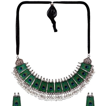 Agaas Enterprises Oxidised Silver Color Jewellery Set | women jewellery set
