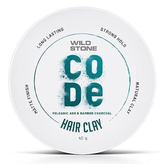 Wild Stone CODE Hair Styling Clay for Men, 40 gm| Long Lasting Strong Hold| Matte Finish with Volume
