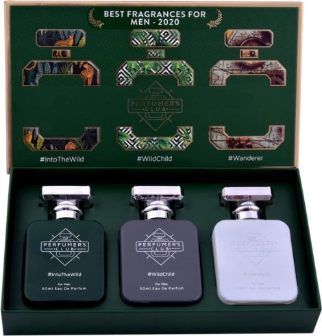 Perfumer's Club"Best Fragrance for Men" Gift Set of 3(Into The Wild + Wild Child + Wanderer) Upto 24 hrs lasting (Eau De Parfum), 150 ml, Best Gift for Men