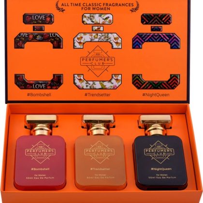 Perfumers Club "All Time Classic Fragrances For Women" Gift Set Of 3 (BombShell + Trendsetter + NightQueen) Upto 24 Hrs Lasting (Eau De Parfum) | Best Gift for Women
