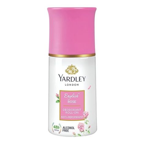 Yardley London English Rose Anti-Perspirant Deodorant Roll-On| Body Deodorant Roll-On For Women| 48-Hour Active Sweat Protection| Alcohol-Free | 50ml
