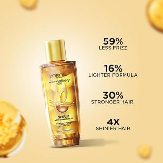 L'Oreal Paris Serum, Protection and Shine, For Dry, Flyaway & Frizzy Hair, With 6 Rare Flower Oils, Extraordinary Oil, 30ml - Image 2
