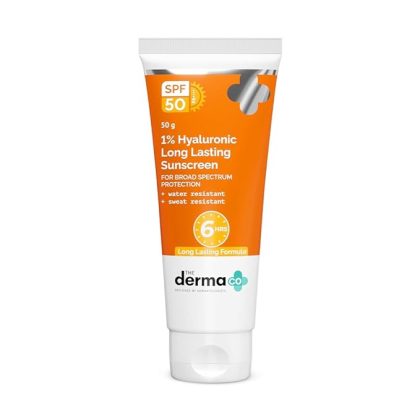 1% Hyaluronic Long Lasting Sunscreen SPF 50 PA++++ with Hyaluronic Acid & Vitamin E for Broad Spectrum Protection- 50 g | 6 Hrs. Sun Protection | Water & Sweat Resistant | No Reapplication Needed