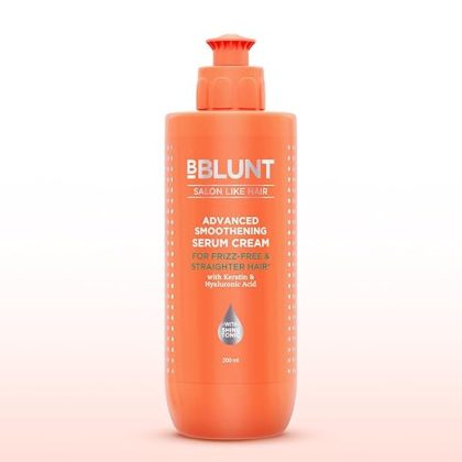 BBlunt Advanced Smoothening Serum Cream with Keratin & Hyaluronic Acid - 200 ml | Makes Hair Frizz-Free & Straighter | Deeply Nourishes | Adds Spectacular Shine | For Men & Women