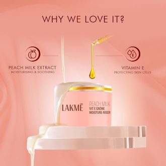 LAKMÉ Peach Milk Soft Crème Light Moisturizer Cream For Face 300 G, Daily Lightweight Face Lotion With Vitamin E For Soft Skin- Non Sticky 24H Moisture - Image 2