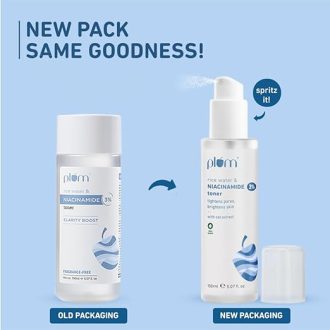 Plum 3% Niacinamide & Rice Water Face Toner | With Rice Ferment Extract | Alcohol-Free Toner | Fades Blemishes, Brightens Skin | Smoothens Skin | Fragrance-Free | 100% Vegan | 150 ml - Image 3