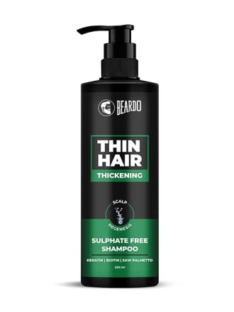 Beardo Thin Hair Thickening Sulphate free Shampoo, 200 ml | Keratin Shampoo for men | Sulphate and Paraben Free Shampoo | Biotin & Saw Palmetto For Strong & Thick Hair