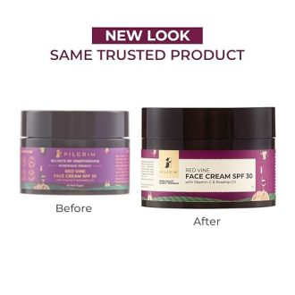 PILGRIM French Red Vine Face Cream with SPF 30 Sunscreen, Rosehip Oil & Vit C For Anti Ageing, Sun Protection PA+++, Daily Use, Dry, Oily, Combination Skin, Men & Women, 50g - Image 4