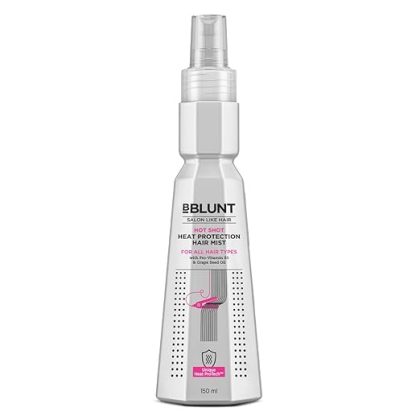 BBLUNT Hot Shot - Heat Protection Hair Mist - 150ml | No Sulphate, No Paraben, No SLS with Grapeseed Oil & Provitamin B5 | Designed for Indian Hair | For Men & Women