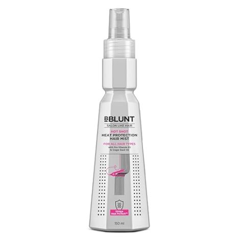 BBLUNT Hot Shot - Heat Protection Hair Mist - 150ml | No Sulphate, No Paraben, No SLS with Grapeseed Oil & Provitamin B5 | Designed for Indian Hair | For Men & Women