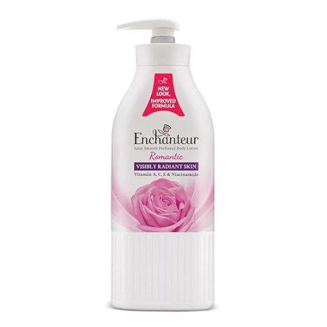Enchanteur Romantic Perfumed Body Lotion with Aloe Vera & Olive Butter for Satin Smooth Skin| | Non-Greasy Formula| Water-Based Lotion| Floral French Fragrance | 500ml