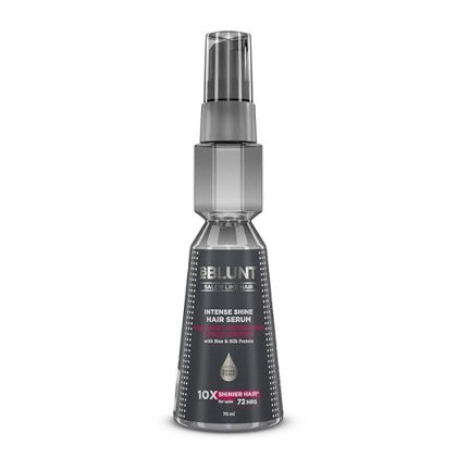 BBLUNT Intense Shine Hair Serum with Rice & Silk Protein for 10X Shinier Hair for upto 72 hours* - 70 ml 31X Reduction in Frizz | 27X Smoother Hair in Just 1 Use*