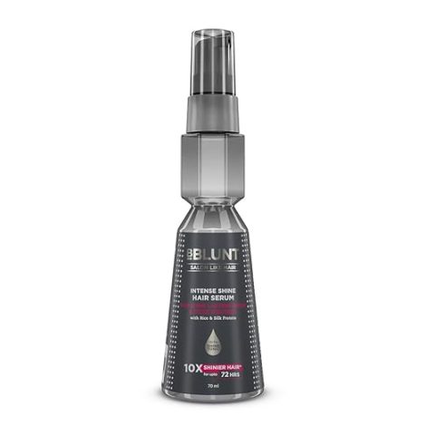 BBLUNT Intense Shine Hair Serum with Rice & Silk Protein for 10X Shinier Hair for upto 72 hours* - 70 ml 31X Reduction in Frizz | 27X Smoother Hair in Just 1 Use*