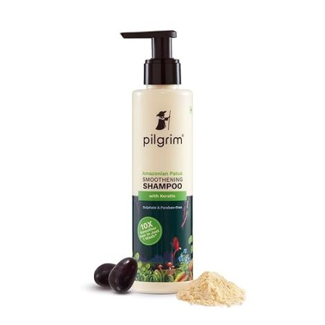 Pilgrim Patuá & Keratin Hair SMOOTHENING SHAMPOO for Dry & Frizzy hair | Sulphate & Paraben free shampoo for Women & Men | Shampoo for hair Smoothening & healthy scalp | 200 ml