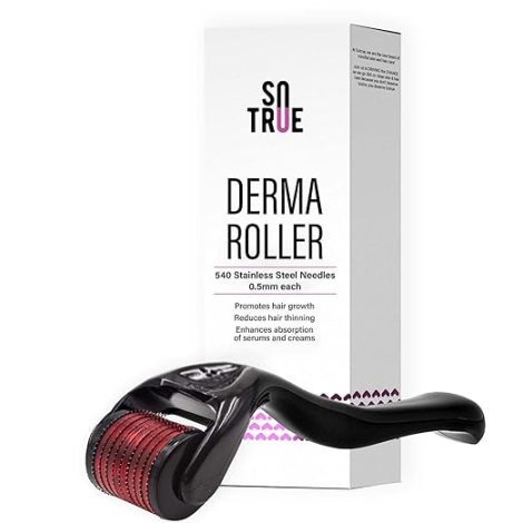 Sotrue Derma Roller For Hair Growth 0.5 mm with 540 Stainless Steel Needles | Repairs Damaged Hair, Activates Hair Follicles | For Hair Fall & Hair Thickening | Reduces Acne Scars | Safe & Effective To Use