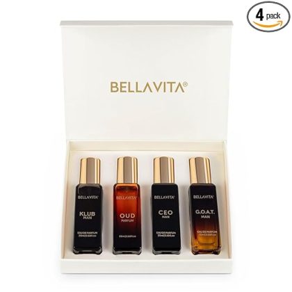 Bella Vita Luxury Man Perfume Gift Set 4 x 20 ml for Men with KLUB, OUD, CEO, G.O.A.T Perfume | Woody, Citrusy Long Lasting EDP Fragrance Scent
