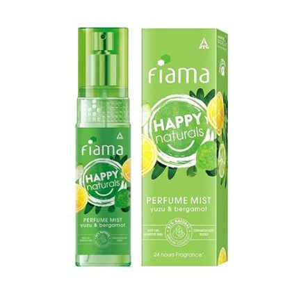 Fiama Happy Naturals Yuzu & Bergamot Perfume Spray, 120ml, Citrus & Aromatic, 24 hrs Fragrance, Safe on Sensitive Skin