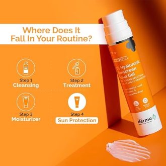 The Derma Co 1% Hyaluronic Sunscreen Aqua Ultra Light Gel with SPF 50 PA++++ For Broad Spectrum, UV A, UV B & Blue Light Protection - 50g(dermaco) - Image 2