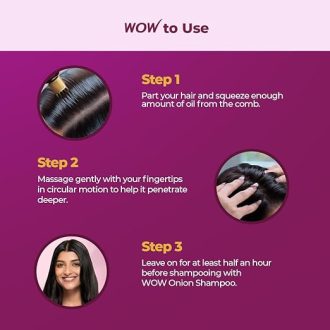 WOW Skin Science Onion Black Seed Hair Oil - WITH COMB APPLICATOR - Controls Hair Fall - NO Mineral Oil, Silicones, Cooking Oil & Synthetic Fragrance - 100mL - Image 5