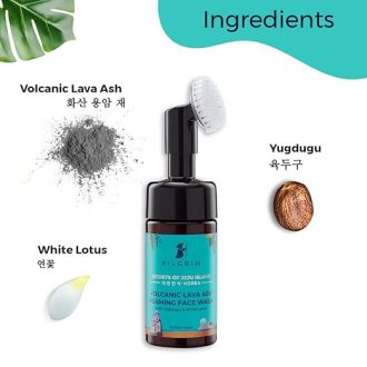 Pilgrim Korean Volcanic Lava Ash Foaming Face Wash with Built In Brush for Deep Cleansing | Korean Skin Care Products | 100% Safe on All Skin Types | For Men & Women | SLS & Paraben Free | 120 ml - Image 2