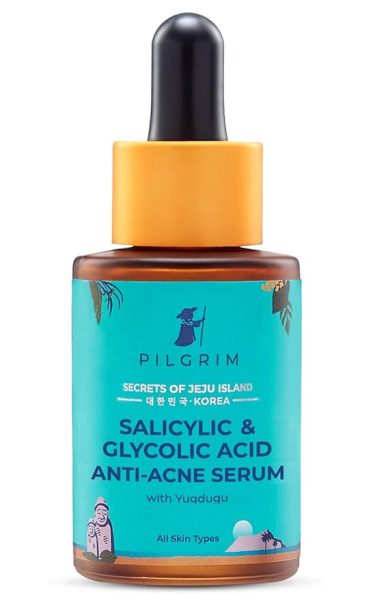 Pilgrim Korean Salicylic Acid 1% + Glycolic Acid 3% Anti Acne Serum for oily & acne prone skin | All Skin Types | Korean Skin Care | For Men & Women | Vegan & Cruelty-free| 30ml