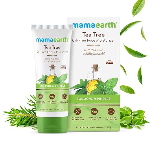 Mamaearth Tea Tree Oil-Free Moisturizer For Face For Oily Skin With Tea Tree & Salicylic Acid For Acne & Pimples 80g - Image 2