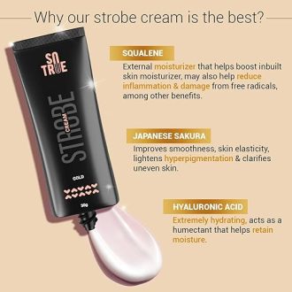 Sotrue Strobe Cream Gold for Face Radiance, Multipurpose Strobe Cream, Dewy Glazed Instant Glow, Highlighter For Face, Boosts Hydration, For All Skin Types, 30g, - Image 4