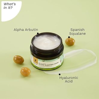 PILGRIM Spanish Squalane (Plant) Glow Sleeping Mask with alpha arbutin & hyaluronic acid | Face pack for glowing skin & skin hydration | For women & men | Fragrance free | No parabens & sulphates|50gm - Image 3