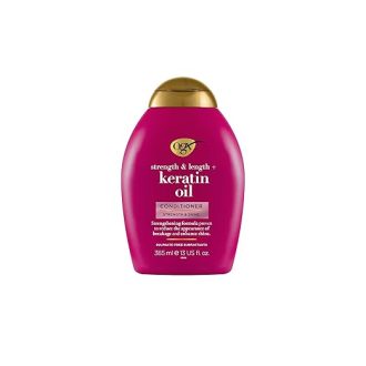 OGX Strength & Length + Keratin Oil Fortifying Anti-Frizz Conditioner for Damaged Hair & Split Ends, with Keratin Proteins & Argan Oil, Paraben-Free, Sulfate-Free Surfactants -385ml