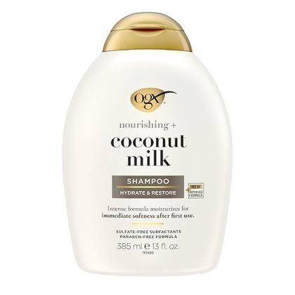 OGX Nourishing + Coconut Milk Nourishing Moisturizing Shampoo | Strong & Healthy Growth Hair, Coconut Milk, Coconut Oil & Egg White Protein Paraben Sulfate Free 385ml