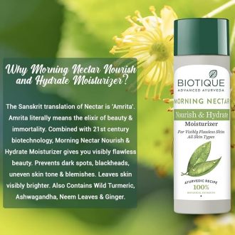 Biotique Morning Nectar Flawless Skin Moisturizer Lotion L Prevents Dark Spots, Blackheads And Blemishes L Visibly Flawless Skin L Nourishes And Hydrates Skin L All Skin Types L 190Ml - Image 5