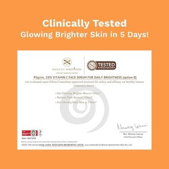Pilgrim 10% Vitamin C Face Serum For Daily Brightness 30 ml | Face serum for glowing skin | Reduces Dark Spots & Evens Skin Tone | Fragrance Free | For Men and Women | All Skin Types | - Image 4