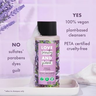 Love Beauty & Planet Argan Oil and Lavender Sulfate Free Smooth and Serene Shampoo|| No Parabens|| No Dyes|| 400ml - Image 2