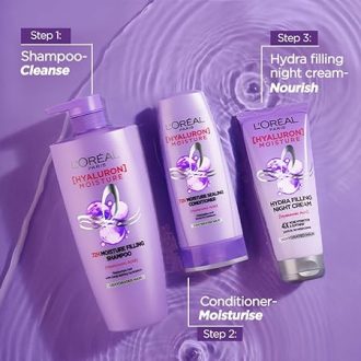 L'Oreal Paris Moisture Filling Shampoo, With Hyaluronic Acid, For Dry & Dehydrated Hair, Adds Shine & Bounce, Hyaluron Moisture 72H, 1L - Image 5
