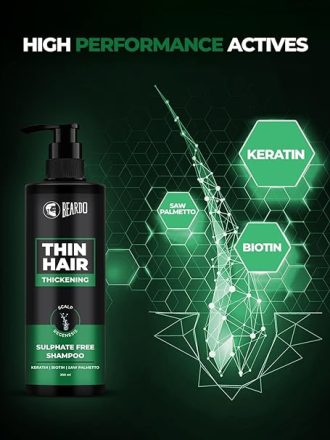 Beardo Thin Hair Thickening Sulphate free Shampoo, 200 ml | Keratin Shampoo for men | Sulphate and Paraben Free Shampoo | Biotin & Saw Palmetto For Strong & Thick Hair - Image 5
