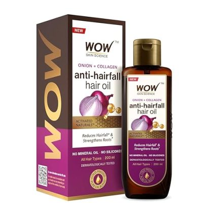 WOW Skin Science Onion & Collagen Anti-Hairfall Hair Oil|Nourishes Scalp & Stimulates Roots|Reduces Hairfall & Breakage|Repairs Damaged Hair|Boosts Hair Thickness|200ml