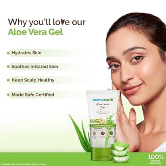 Mamaearth Aloe Vera Gel with 100% Pure & Natural Aloe Vera & Vitamin E for Skin & Hair | Hydrates, Moisturizes skin | Soothes Irritated Skin | Keeps Scalp Healthy | Multipurpose Non-Sticky Gel | For Men & Women | 150 ml - Image 3