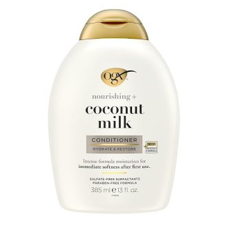 OGX Nourishing + Coconut Milk Moisturizing Conditioner For Strong & Healthy Hair, With Coconut Milk, Coconut Oil & Egg White Protein, Paraben-Free, Sulfate-Free Surfactants, 385Ml, 1 Count