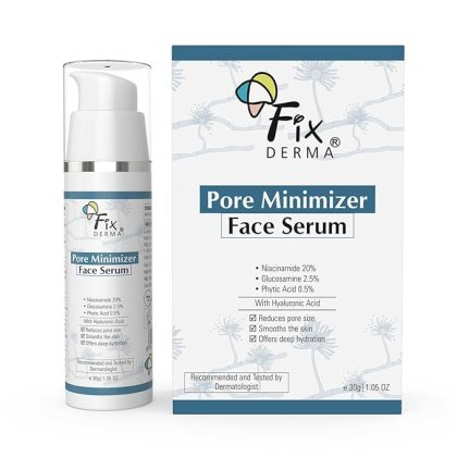 Fixderma 20% Niacinamide Serum for Face for Pore Minimizer with 2.5% Glucosamine & Hyaluronic Acid Serum | Open Pores Serum | Hydrating Serum | Face Serum for Men & Women - 30g