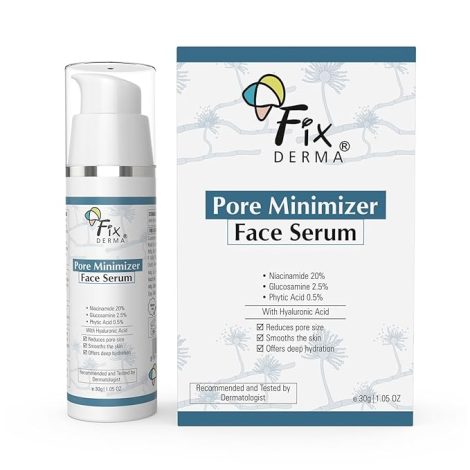 Fixderma 20% Niacinamide Serum for Face for Pore Minimizer with 2.5% Glucosamine & Hyaluronic Acid Serum | Open Pores Serum | Hydrating Serum | Face Serum for Men & Women - 30g
