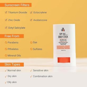 Sotrue SPF 50+ Daily Sunscreen Stick | Lightweight, Water Resistant | No White Cast | Broad Spectrum PA++++ | Non Sticky With Dewy Finish | Mess Free Sun Protection | Suitable for Face & Body 15g - Image 2