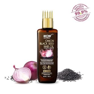 WOW Skin Science Onion Black Seed Hair Oil - WITH COMB APPLICATOR - Controls Hair Fall - NO Mineral Oil, Silicones, Cooking Oil & Synthetic Fragrance - 200mL - Image 2