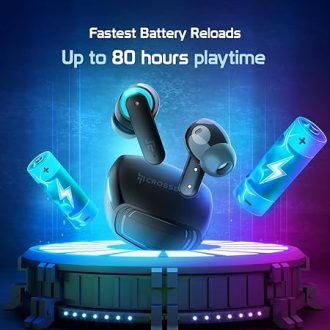 CrossBeats Fury Latest True Wireless Gaming Earbuds, 30ms Ultra Low Latency Noise Cancelling Bluetooth Earbuds with 6 Microphones, AAC, Dual Modes RGB Light, 80hr Playtime, Fast Charge (Black) - Image 6