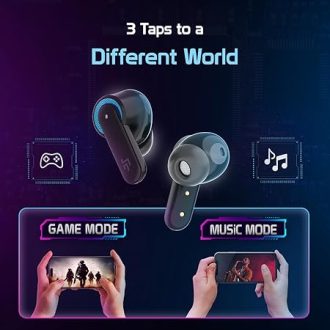 CrossBeats Fury Latest True Wireless Gaming Earbuds, 30ms Ultra Low Latency Noise Cancelling Bluetooth Earbuds with 6 Microphones, AAC, Dual Modes RGB Light, 80hr Playtime, Fast Charge (Black) - Image 4