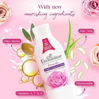 Enchanteur Romantic Perfumed Body Lotion with Aloe Vera & Olive Butter for Satin Smooth Skin| | Non-Greasy Formula| Water-Based Lotion| Floral French Fragrance | 250ml - Image 6