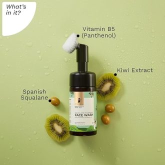 PILGRIM Spanish Squalane foaming face wash with Kiwi extracts & Aloe for skin hydration|Face wash with brush|Non drying cleanser for face | Face wash for dry & combination skin|For Men & Women | 120ml - Image 6