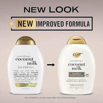 OGX Nourishing + Coconut Milk Nourishing Moisturizing Shampoo | Strong & Healthy Growth Hair, Coconut Milk, Coconut Oil & Egg White Protein Paraben Sulfate Free 385ml - Image 3