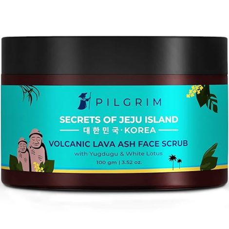 Pilgrim Face Scrub for De Tan, Exfoliation, Glowing Skin, Blackhead Removal, Dry, Oily, Combination Skin, Men and Women, Korean Beauty Secrets, 100g