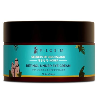 Pilgrim Korean Retinol Under Eye Cream for dark circles, Puffiness & Fine Lines with Vitamin C & Hyaluronic Acid | Women & Men Skin care | 30g