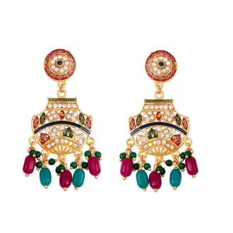 ZENEME Jewellery Set Gold Plated Long Necklace Hyderabadi Design Pearl Peacock Necklace Set With Earring Jewellery For Women & Girls - Image 5